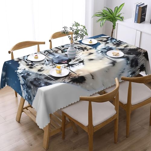 Nappe léopard de neige 137x183 cm rectangulaire imperméable et lavable pour table de jardin