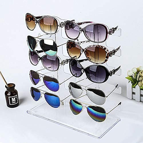 Fazmoss 2Pc Sunglasses Rack Glasses Holder 4 Row 20 Pairs Eyeglasses Acrylic Eyewear Display Stand #TOP5