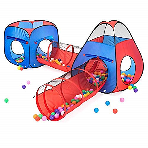 Kiddzery 4pc Kids Play tent Pop Up Ball Pit - 2 Tents +