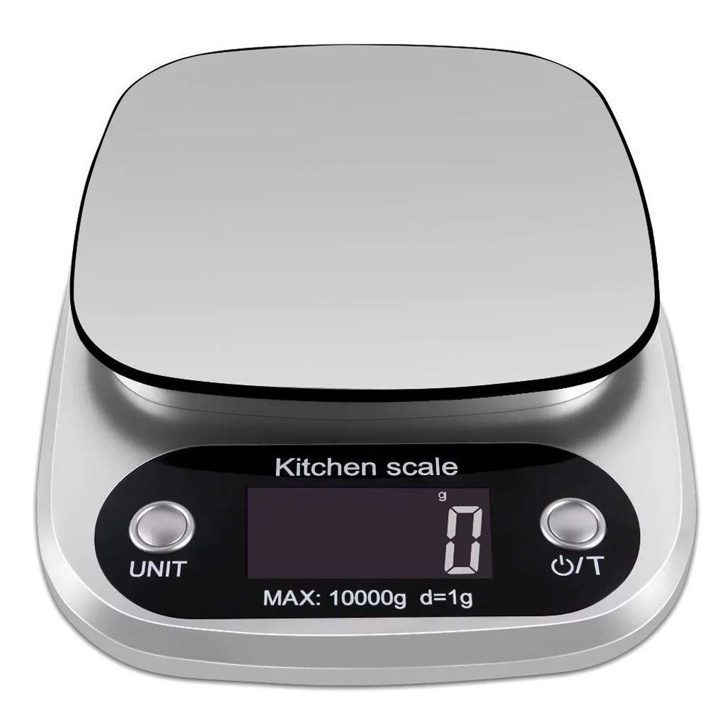 Báscula de Cocina Digital, Báscula de Alimentos Pantalla LCD Grande de Alta precisión Función de Tara 1 g-5 kg Unidades de Plata Inoxidable de Unidades de Unidades de Medida múltiples (Color