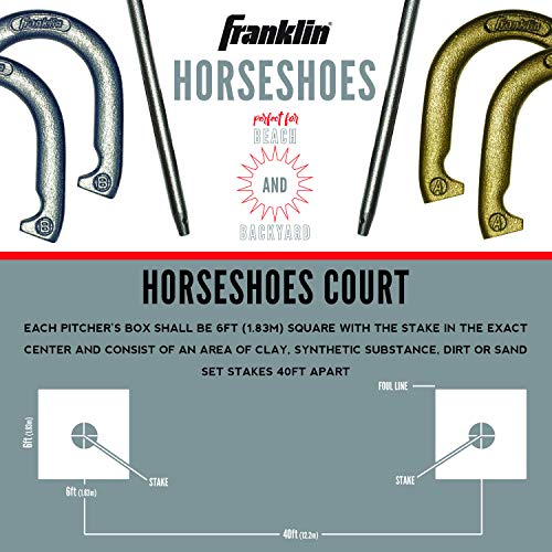 Image of Franklin Sports Horseshoes Sets - Game Sets for Adults + Kids - Includes (4) Horseshoes and (2) Ground Stakes