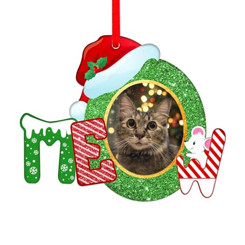 Whatsign Cat Picture Frame Ornaments - Christmas Hanging Keepsake Decoration for Christmas Tree Pet Personalized Ornaments for Cat Kitty Pet Lovers Gifts