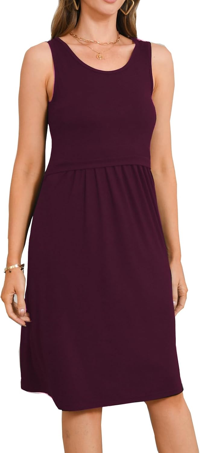 Bearsland Women's Sleeveless Maternity Dress Nursing Breastfeeding Dresses with Pockets image 4