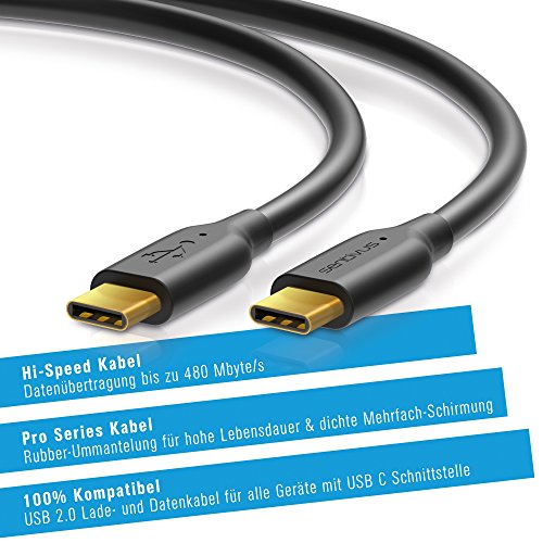 Sentivus USB 2.0 Cable - 1.5A - C Male/C Male - 1.00 m - Black - Image 2