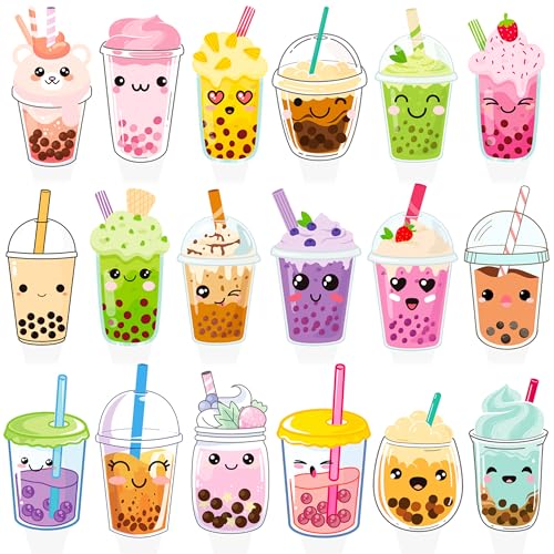 Bubble Tea Cupcake Toppers 48Pcs - Boba Themed Birthday Party Decorations, Milk Tea Cake Topper for Pearl Milk Theme Baby Shower Party Supplies - Image 4