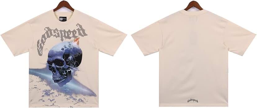 Godspeed スカルデザイン Tシャツ Godspeed Graphic T-Shirt, Skull Design, Cream Color, Short Sleeve