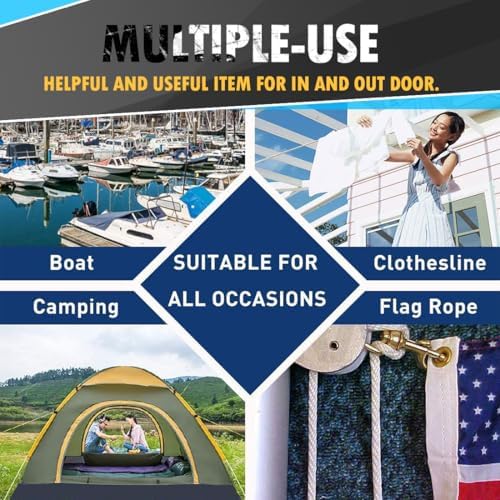 PerkHomy 100 ft 1/4 inch (7mm) Polyester Rope (Nylon - Like Durability) Poly Flag Pole Clothes Line Camping Utility Good for Tie Pull Swing Climb Knot (Purple) - 5