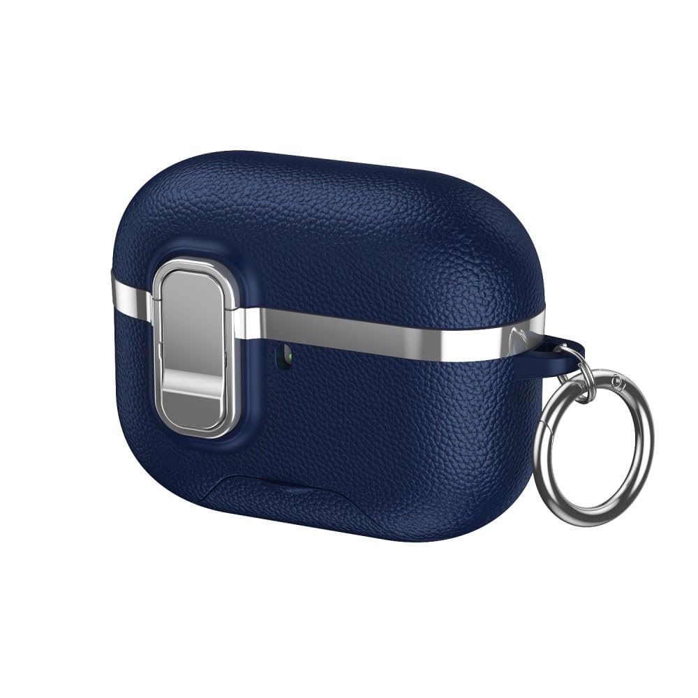 etui kompatybilne z AirPods Pro (2. generacji) (kolor: niebieski) stylowe, odporne na wstrząsy twarde etui ze skóry silikonowej cpver