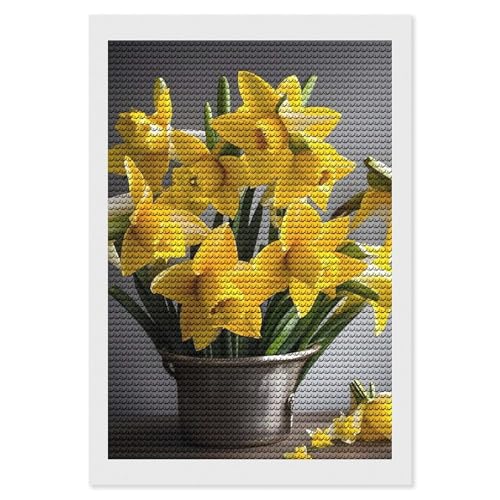 Peinture diamant bouquet de jonquilles art décoration murale DIY kit canevas strass maison