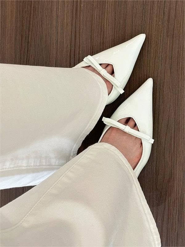 Coutgo Womens Bow Slingback Heels Low Kitten Heel Pumps Closed Pointed Toe Party Wedding Dress Shoes2