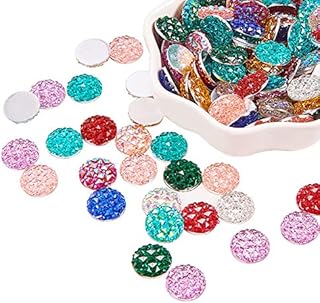 PandaHall Elite 13 Colors 130 pcs Half Round 12mm Resin Cabochons For Earring, Bracelets, Necklace Making And Decoration