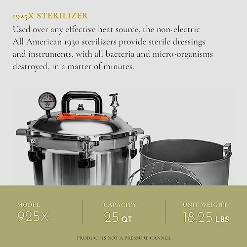 All American 1930 1925X Sterilizer - 25 qt - Non-Electric Sterilizer - Suitable for Any Heat Source - Includes Rack - Made in The USA - Thumbnail 3