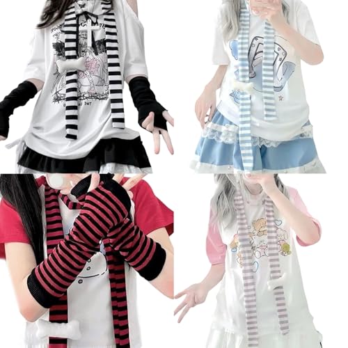 Bone Pattern Scarf Knitted Scarf Lovely Plush Long Thin Scarves Women Girl Scarf for Outfit Enhancement2