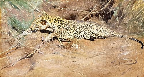 Poster léopard sur toile Wilhelm Kuhnert pour une ambiance jungle salon