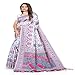 KF KRITVA FASHION Women's Indian Traditional Kashmiri Pashmina Silk Saree With Unstitched Blouse Piece (Floral White)