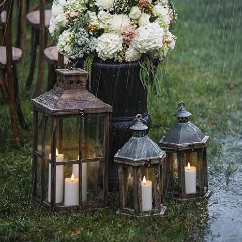 Image of Waterproof Flameless 2.2 inch x4 inch 4 inch 5 inch 5 inch 6 inch 6 inch 7 inch 7 inch Pillar Candles with Remote Control and Timer, LED White Battery Operated Plastic Wave-Shaped Design Pack of 8 Outdoor Flickering