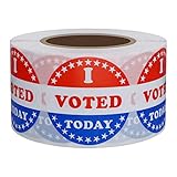 Hybsk I Voted Today with Red, White, and Blue Circle Stickers 1.5 Inch Round 500 Labels Per Roll (I Voted Today)