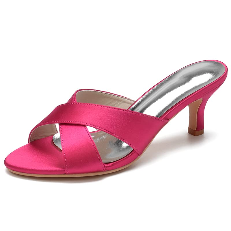 Sandales pour mariage et bal de fin d'année en satin rose à bout ouvert