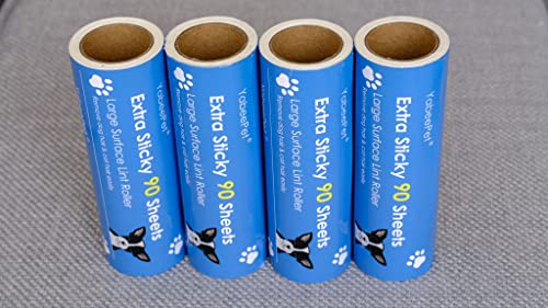 YabeePet 4-Pack Lint Roller Refills - 6.3 inch Width, 90 Sheets per Roll (360 Sheets Total), Grey, 16 cm - Image 4