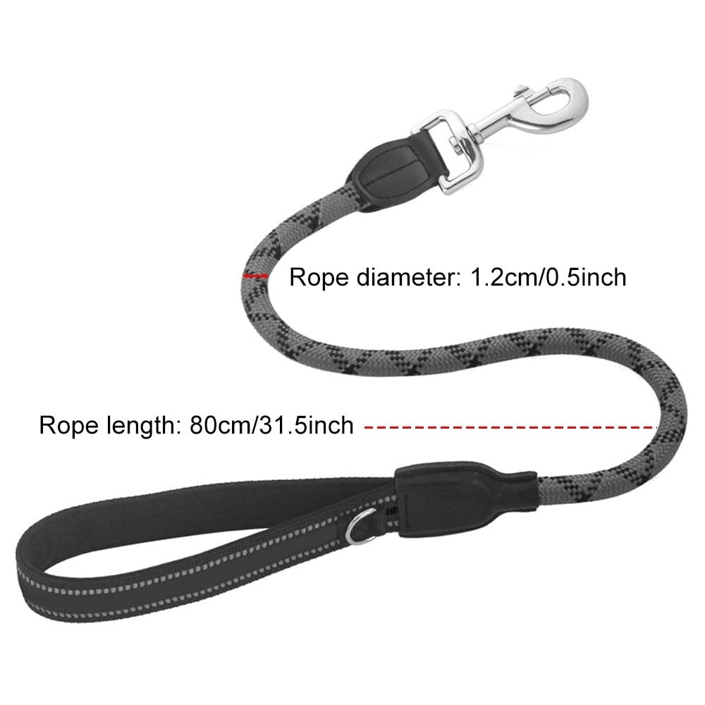 Short Dog Leash, Elastic Nylon Leads, Dog Training Lead Rope with Padded Handle & with Reflective Stitching for Small Medium Large Dogs - Image 2