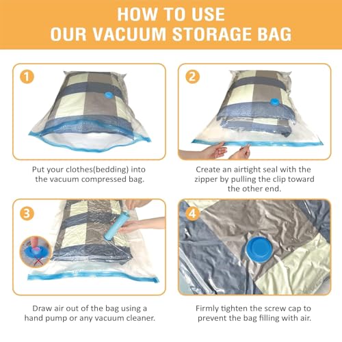 Image of 6 Jumbo Vacuum Bags for Travel, Space Saver Bags Compression Storage Bags,Storage Vacuum Sealer Bags for Clothes Storage, Vaccine Packing Bag Size (6 JUMBO (70x100cm) - WITH HANDPUMP)