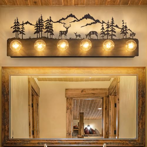 Image of TOCHIC 6-Light Bathroom Vanity Light, Western Bathroom Light Fixtures
