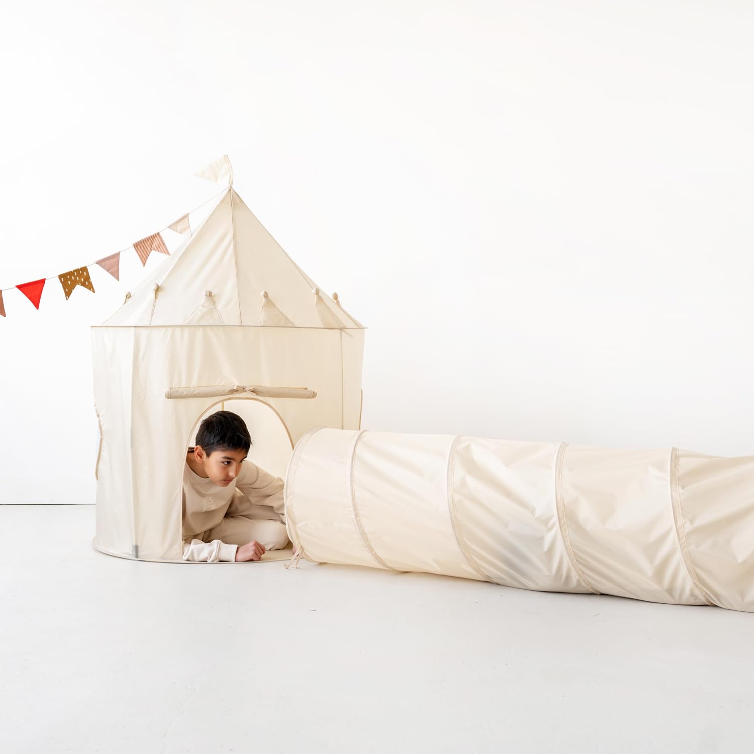 3 Sprouts - Tienda de Campaña Infantil - Casita de Tela para Niños, Cabañas para Niños - Ideal para Interior y Exterior - Beige
