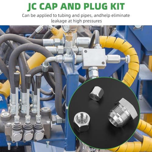 Image of 72 Pcs JIC 37 Plug and Cap Kit, Flare Threads Hydraulic Hose Fittings Carbon Steel Pipe Fitting Set hydraulic plugs and caps kit with Precision Threads, Size 4 6 8 10 12 16