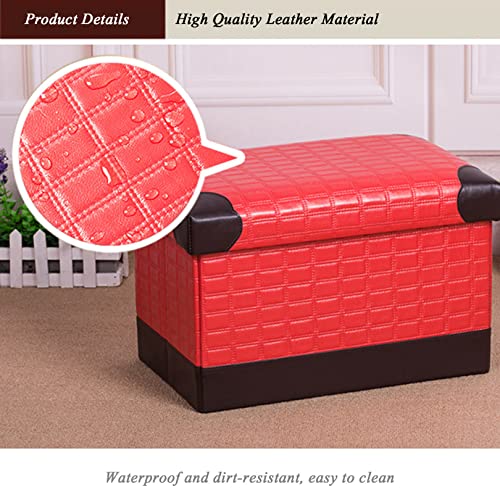 Pouf de rangement cube en simili cuir compact pour salon (Lot de 2) - 3