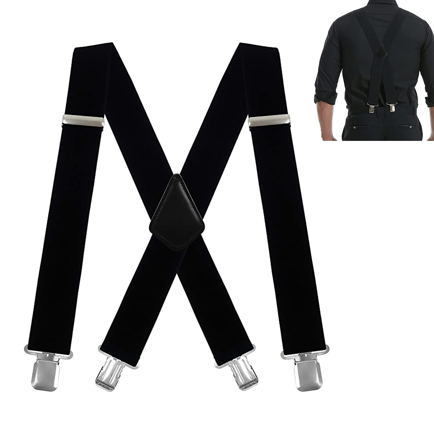 Men Utility Suspenders Adjustable Elastic Wide Adjustable Solid Straight Heavy Duty Clip Suspenders for Men Women