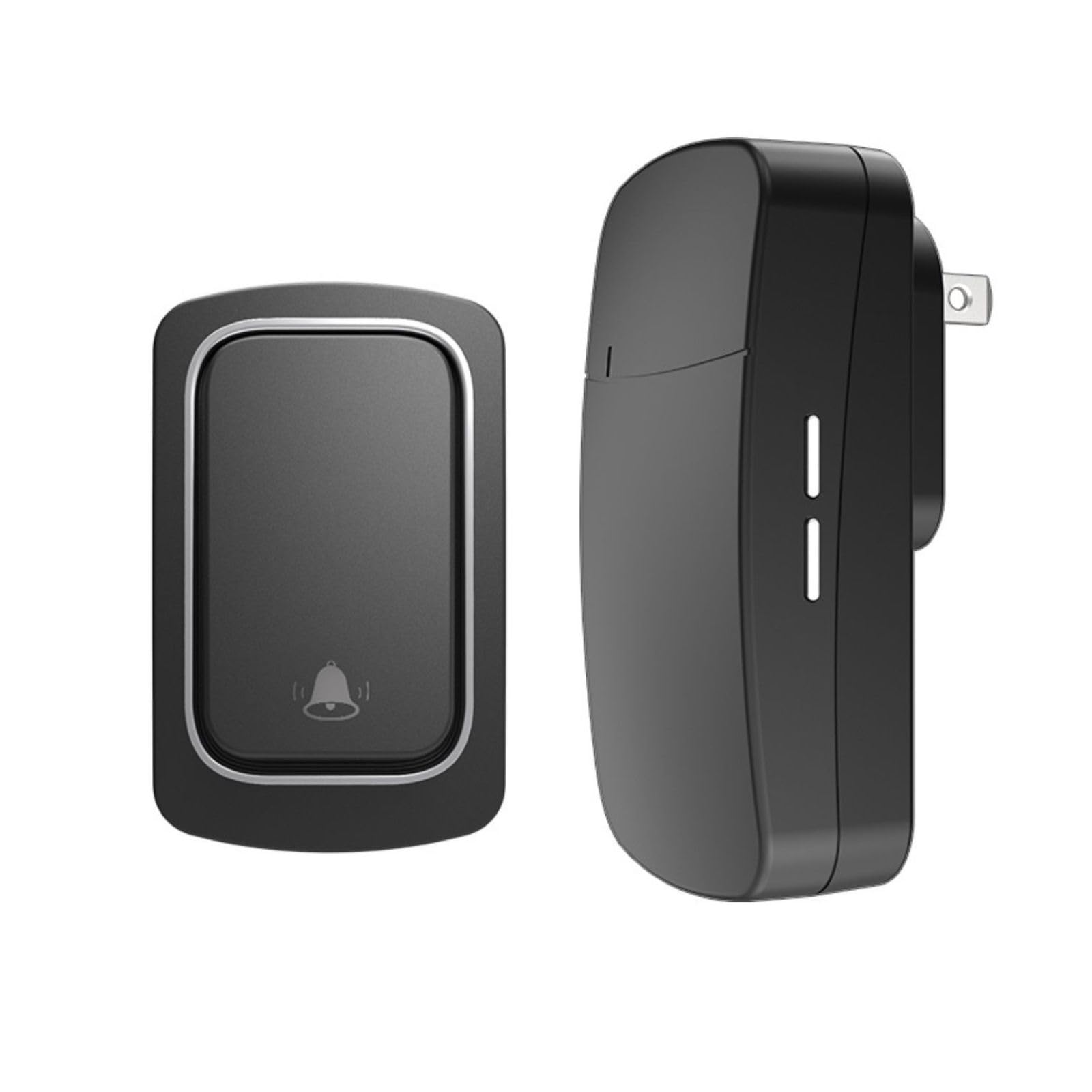 Self-Powered Wireless Doorbell for Home/Office - IP66 Waterproof, Plug-in Doorbell Kit with No Battery Required, 500ft/150m Range & Custom Chimes for Cabin/Classroom (Black)