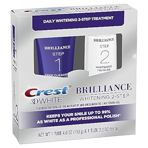 Crest 3D White Brilliance 2 Step Kit, Crest 3D White Toothpaste, Deep Clean Toothpaste (4oz) + Teeth Whitening Gel (2.3oz)