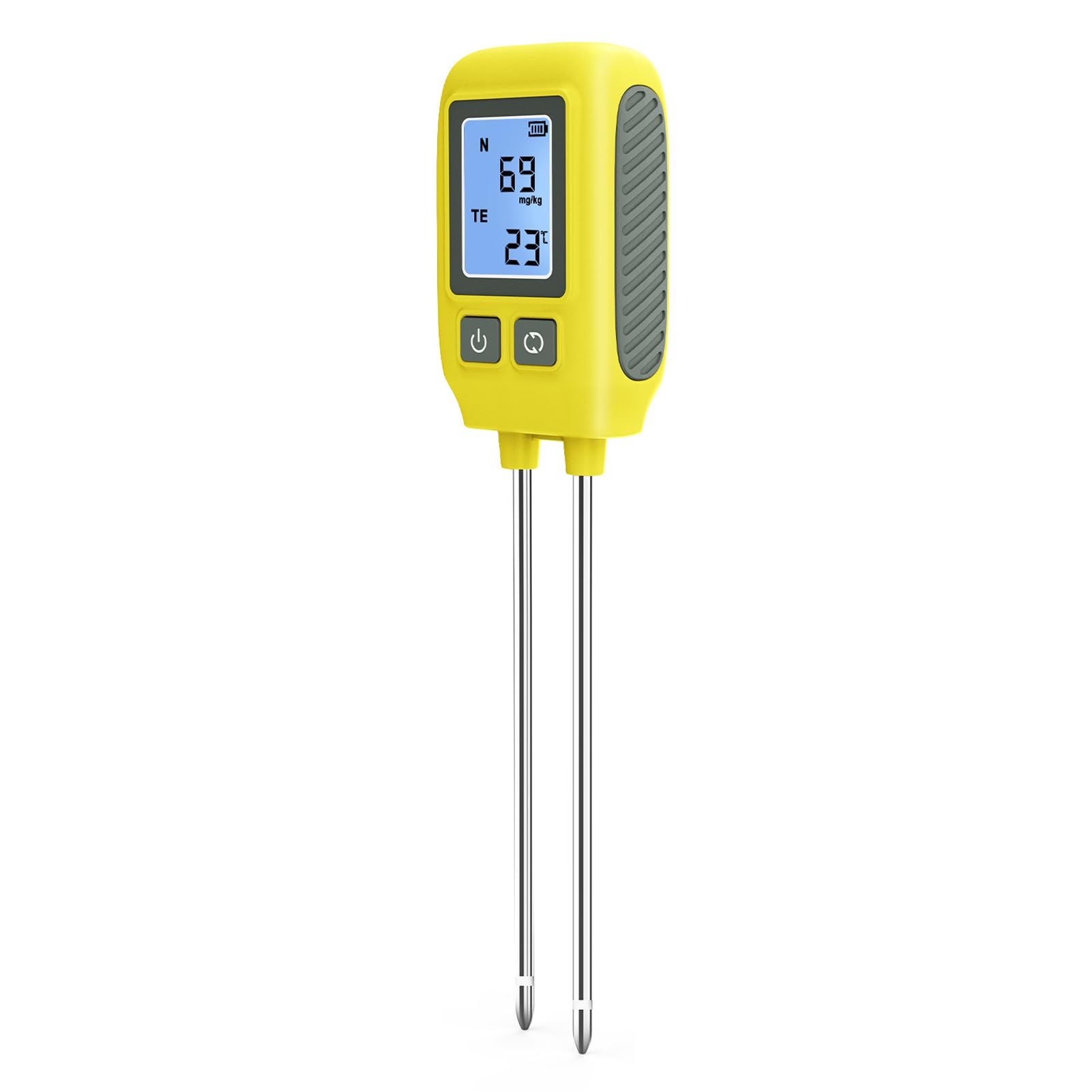 HUIOP 4in1 Soil Tester Comprehensive Nitrogen Potassium Temperature Measurement Test Meter with High Accuracy Intuitive Digital Display Stainless Steel Probe for