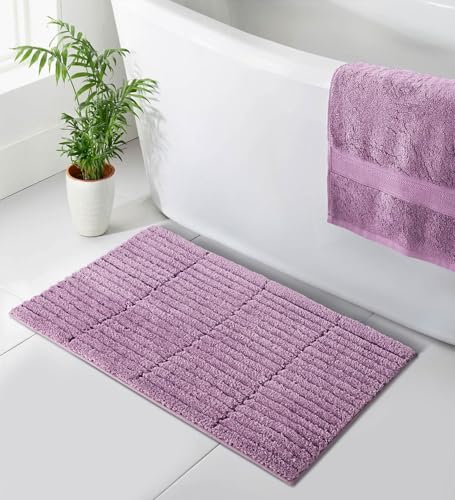 Image of Obsessions Soft & Plush Bath Mat | Quick Dry, Stain & Skid Resistant | Luxuriously Soft, Long Lasting Color | TPR Latex Backing, Size 50x80 cm, Onion Pink & Plum