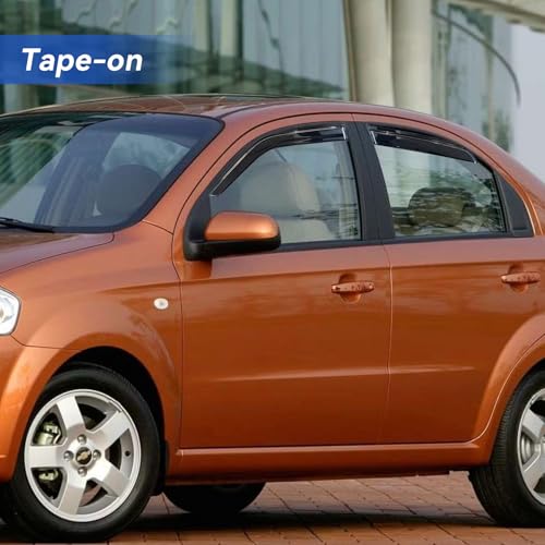 Image of Window Visors Rain Guards for 2007 2008 2009 2010 Chevy Aveo Sedan, Out-Channel Window Vent Wind Deflectors Visors Shades for 07 08 09 10 Chevy Aveo (Not for Hatchback)