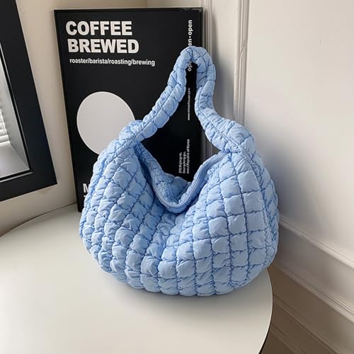 Image of Puffer Tote Bag For Women Quilted Crossbody, Lightweight Puffy Purse Large Hobo Puff Shoulder Handbags