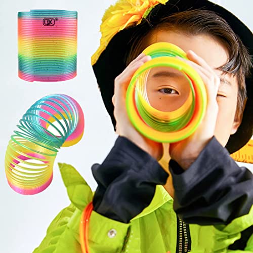 LIMEOW 2 Stück 9 * 8,5cm Slinky Spielzeug spirale kinderspielzeug spirale treppenläufer sprungfeder Spielzeug treppenläufer spirale Regenbogen spirale treppenläufer Geburtstagsgeschenke für Kinder