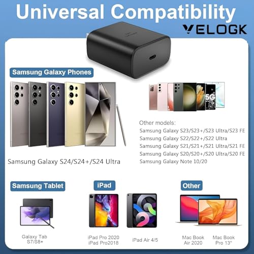 Image of Auorld 45W Super Fast Charger Adapter Compatible with Samsung Galaxy S24 /23 /22 /21 /20 (Ultra /Plus /FE),Note 20 /20+ /10 /10+ /S10 5G / 9 /8 (S /A /F /M Series)(Only Adapter with 1 Year Warranty)