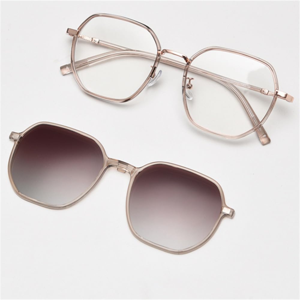 Gafas de sol magnéticas cuadradas para mujer, con clip poligonal, polarizadas, para hombre, de metal