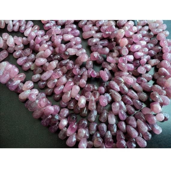 Tourmaline rose en perle larme 7x12mm pour finir vos colliers sans défaut