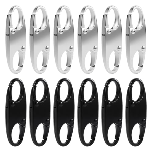 12 Stück Anti Diebstahl Reißverschluss Schloss, Zipper Pull Replacement für Rucksackschloss, Koffer, Handtaschen, Vielseitiges Rucksack Schloss für Rucksack Zubehör (Schwarz, Silber)