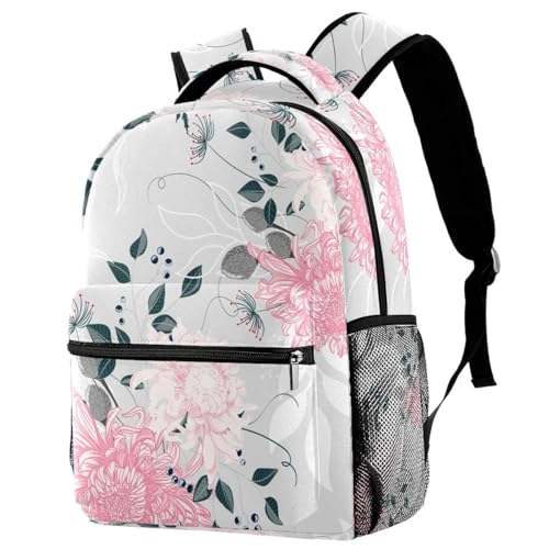 Sac à dos d'école motif chrysanthème multicolore 29x20x40cm pour ados