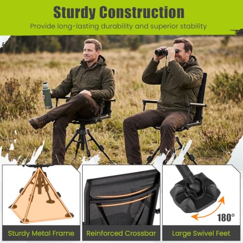 Image of Tangkula 360 Degree Swivel Hunting Chair with Padded Seat