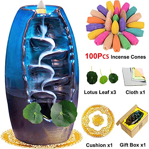 TuoFang Incense Burner, Backflow Ceramic Waterfall Incense Holder Aromatherapy Ornamental Home Decor Gifts