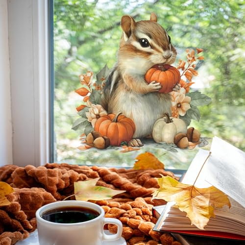 Vinilo decorativo infantil de ardilla con calabazas y flores miniatura 6