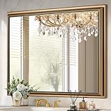 NicBex Espejo de tocador de baño de 40 x 30 pulgadas, dorado