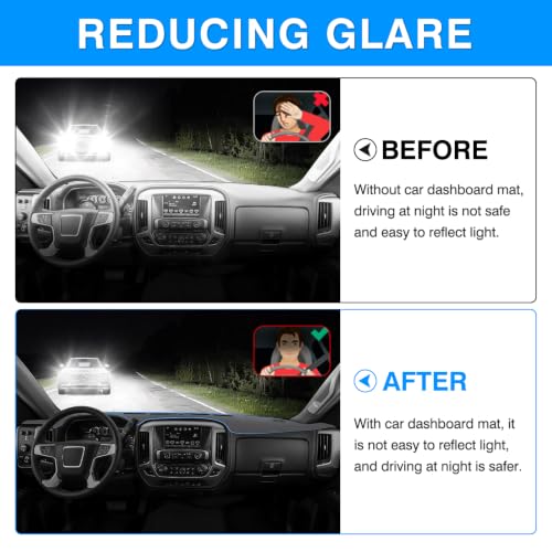 Image of Autorder Gray Dashboard Cover Mat for 2014-2018 Chevy Chevrolet Silverado /GMC Sierra 1500, 2015-2019 Silverado /GMC Sierra 2500HD 3500HD Accessories Dash Cover Upgrade Polyester Dash Mat