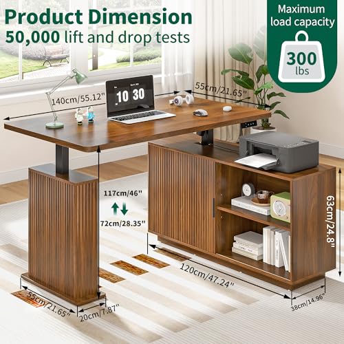Image of L Shaped Electric Standing Desk, Corner Sit Stand Up Desk, Executive Desk