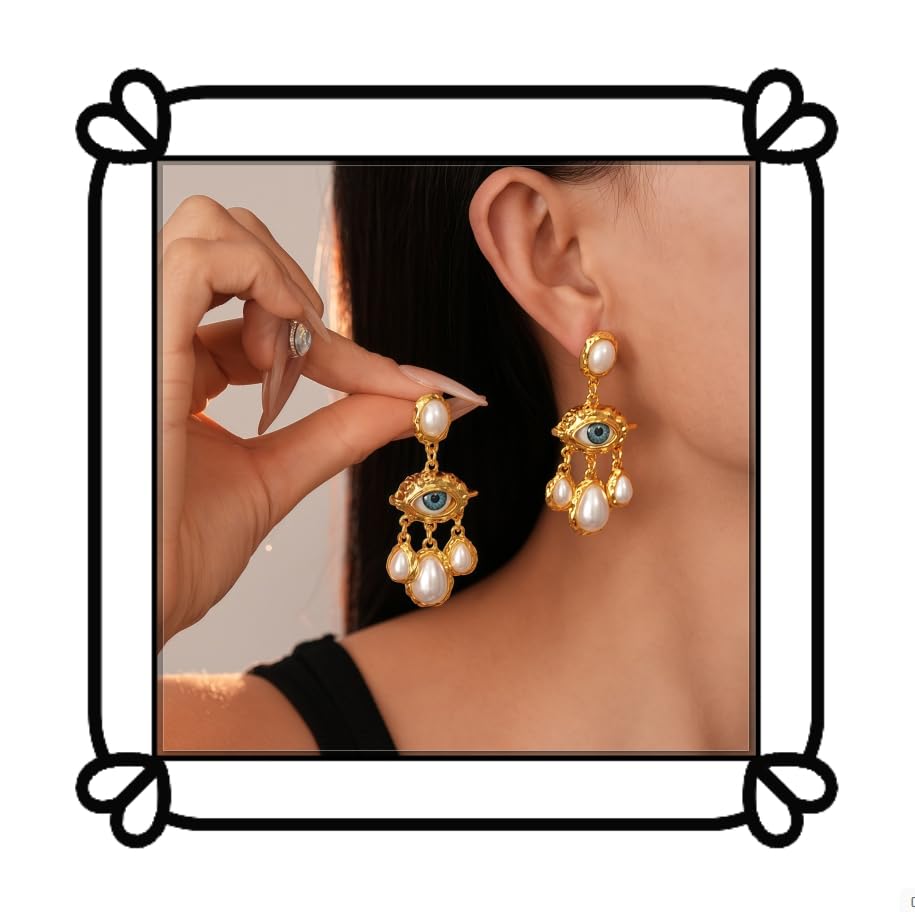 Boucles d'oreilles Evil Eye œil bleu, le cadeau d'Halloween idéal pour femme
