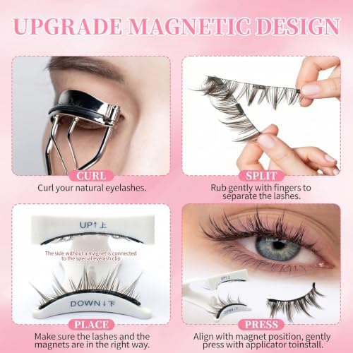 Magnetic Lashes with Applicator, Magnetic Eyelashes Natural Look, No Glue Needed, Reusable False Eyelashes Kit Easy to Apply and Remove, Lightweight Soft and Comfortable for Daily Makeup(WG) - 2